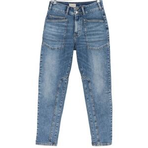 Pilcro Anthropologie Size 25 Blue Mid Rise Slim Seamed Carpenter Jeans Denim